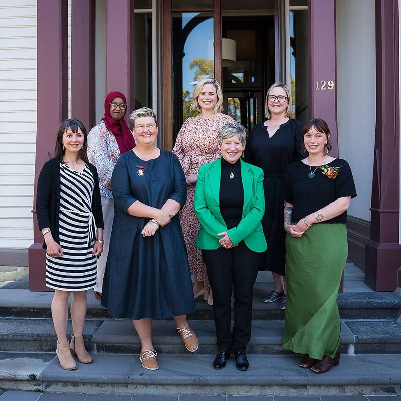 This year's Kate Sheppard Women's Fund grant recipients from left to right starting at back row: Romana Ibrahim, Bike Bridge; Joy Reid, One Mother to Another and Heather Milne, Christchurch Aunties. Front row: Lois Hill, Bike Bridge; Amy Carter, CE Christchurch Foundation; Hon. Lianne Dalziel, Ambassador for the fund and Emily Cormack, Regenerate Christchurch.